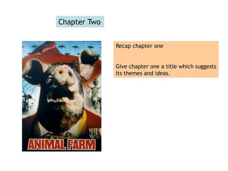 Chapter Two Recap chapter one Give chapter one a title which suggests