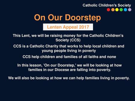On Our Doorstep Lenten Appeal 2017 Catholic Children’s Society