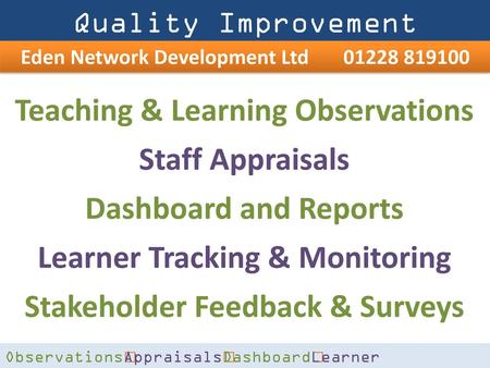 Teaching & Learning Observations Staff Appraisals