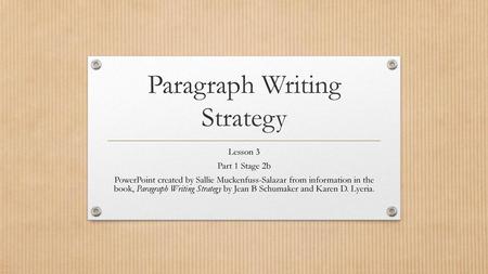 Paragraph Writing Strategy