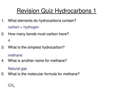 Revision Quiz Hydrocarbons 1