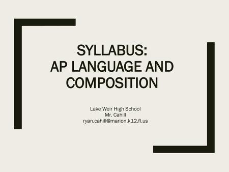 Syllabus: AP Language and Composition