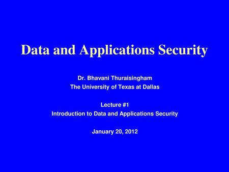 Data and Applications Security