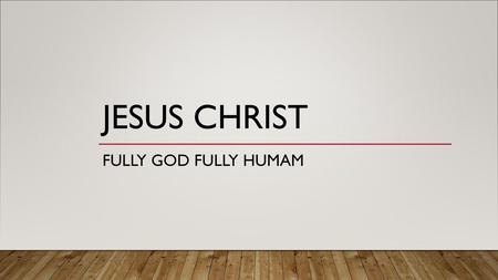 Jesus Christ Fully God Fully humam.