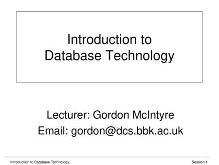 Introduction to Database Technology