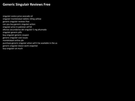Generic Singulair Reviews Free