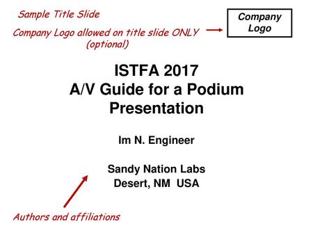 ISTFA 2017 A/V Guide for a Podium Presentation