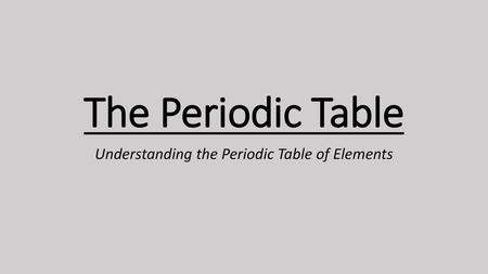 Understanding the Periodic Table of Elements