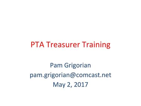 PTA Treasurer Training