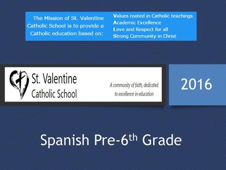 2016 Spanish Pre-6th Grade.