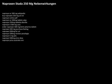 Naproxen Stada 250 Mg Nebenwirkungen