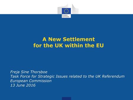 A New Settlement for the UK within the EU