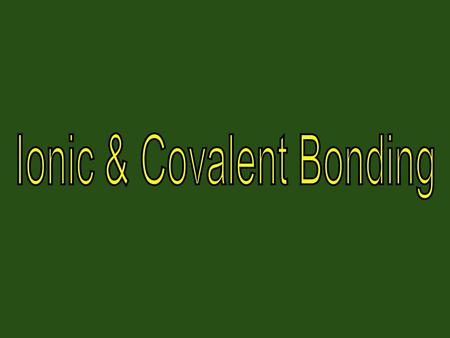 Ionic & Covalent Bonding