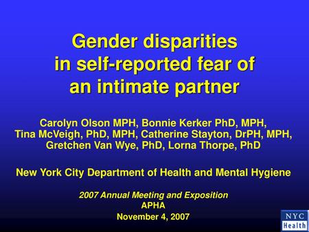 Gender disparities in self-reported fear of an intimate partner