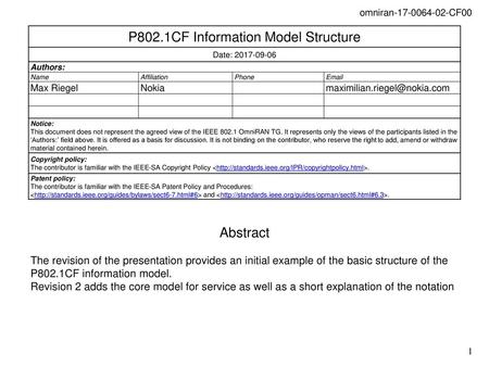 P802.1CF Information Model Structure