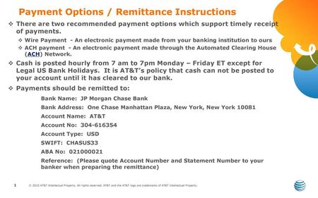 Payment Options / Remittance Instructions