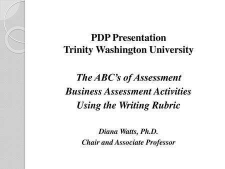 PDP Presentation Trinity Washington University