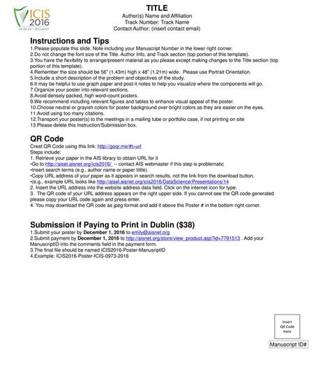 Submission if Paying to Print in Dublin ($38)