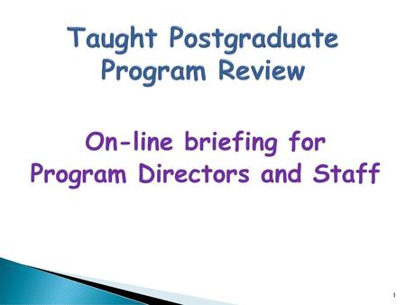 Taught Postgraduate Program Review