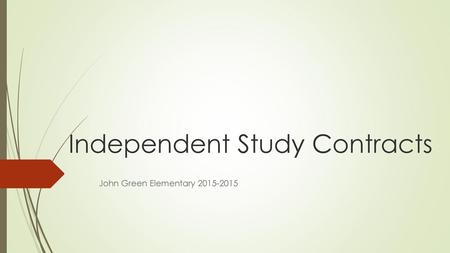 Independent Study Contracts