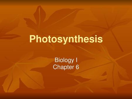 Photosynthesis Biology I Chapter 6.