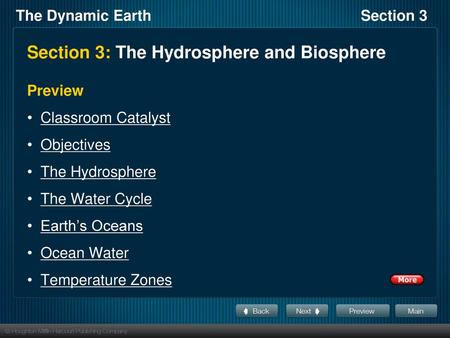 Section 3: The Hydrosphere and Biosphere