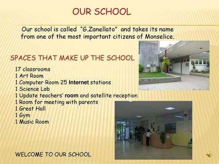 OUR SCHOOL SPACES THAT MAKE UP THE SCHOOL