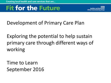 Development of Primary Care Plan
