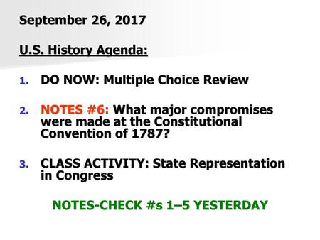 NOTES-CHECK #s 1–5 YESTERDAY