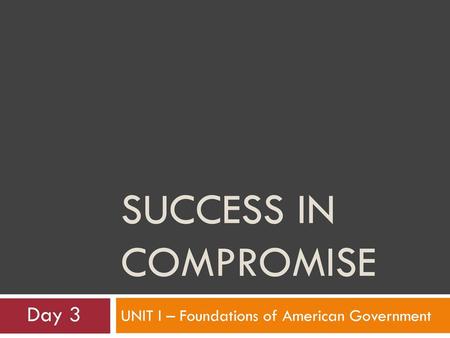 UNIT I – Foundations of American Government