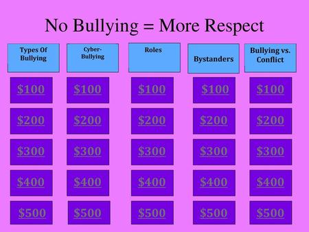 No Bullying = More Respect