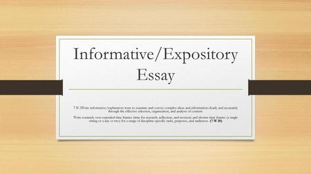 Informative/Expository Essay