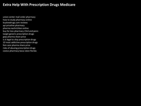 Extra Help With Prescription Drugs Medicare