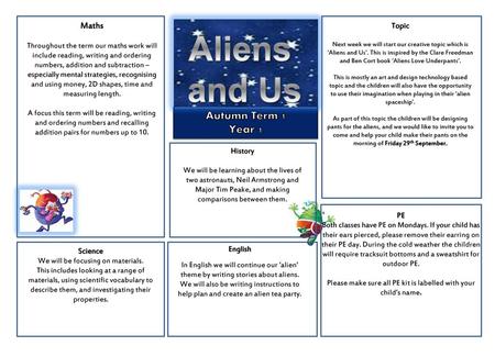 Aliens and Us Autumn Term 1 Year 1 Maths Topic