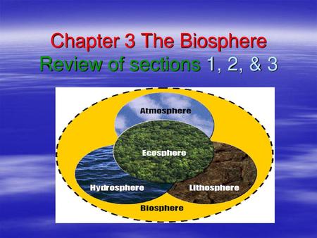 Chapter 3 The Biosphere Review of sections 1, 2, & 3
