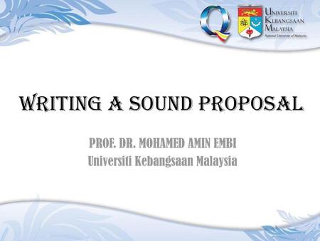 Writing a sound proposal