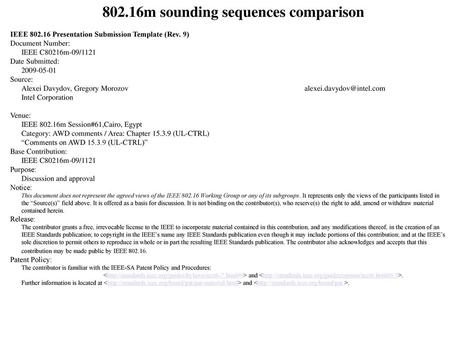 802.16m sounding sequences comparison