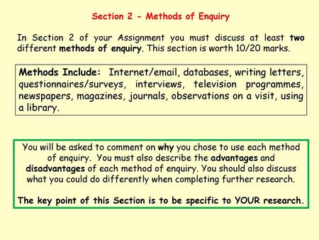 Section 2 - Methods of Enquiry