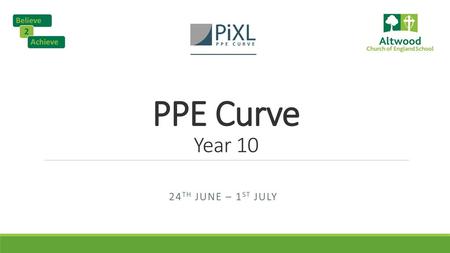 Believe 2 Achieve PPE Curve Year 10 24th June – 1st July.