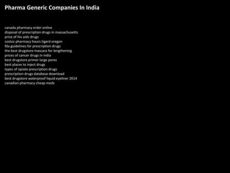 Pharma Generic Companies In India