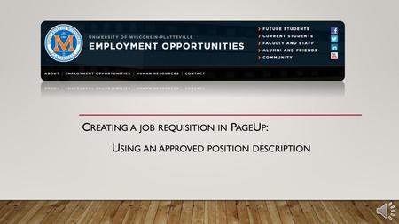 Creating a job requisition in PageUp:
