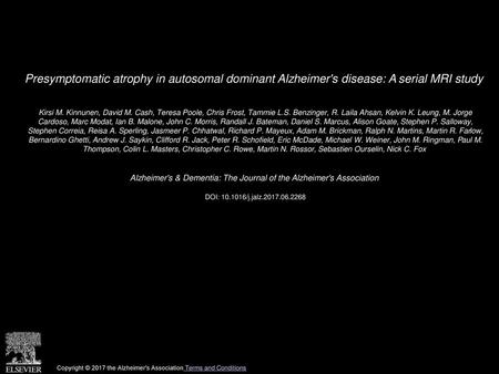 Alzheimer's & Dementia: The Journal of the Alzheimer's Association