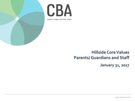 Background Goal: to gain a sense of the core values parents/ guardians and staff see as most important to seed while a child attends Hillside and to provide.
