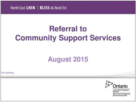 Referral to Community Support Services