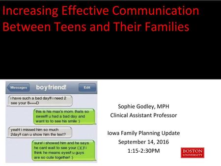 Increasing Effective Communication Between Teens and Their Families