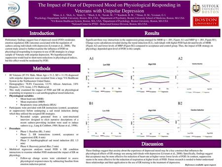 The Impact of Fear of Depressed Mood on Physiological Responding in Veterans with Unipolar Depression 1Khan, A. J., 1Dick, A., 1Kind, S., 2,5Black, S.