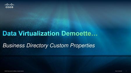 Data Virtualization Demoette… Business Directory Custom Properties