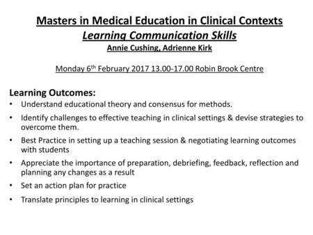Masters in Medical Education in Clinical Contexts
