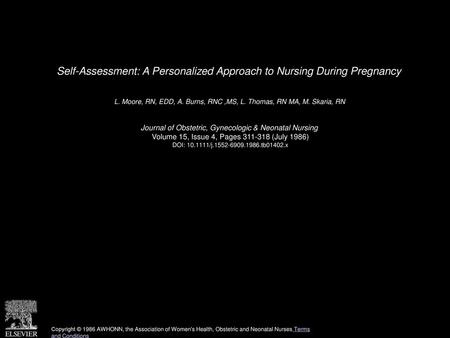 Self-Assessment: A Personalized Approach to Nursing During Pregnancy