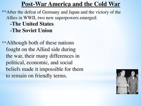 Post-War America and the Cold War